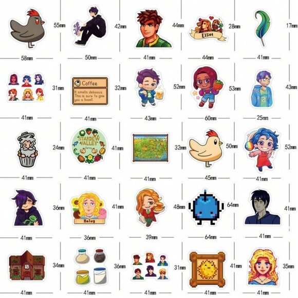 146pcs/Pack Cute Cartoon Aesthetic Stardew Valley Farm Game Stickers - Picture 8 of 8